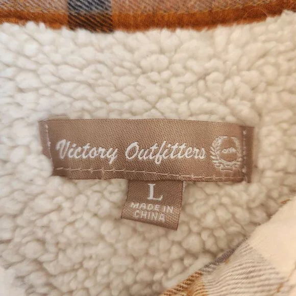 Victory Outfitters Plaid Snap Front Sherpa Lined Flannel Shirt Jacket Cozy - Picture 4 of 11
